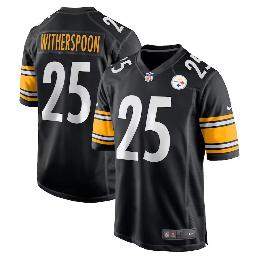 Men Pittsburgh Steelers 25 Ahkello Witherspoon Nike Black Game NFL Jersey
